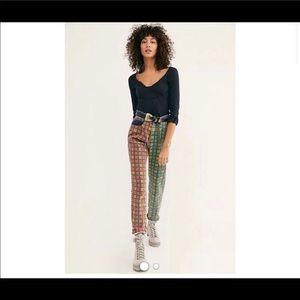 The Ragged Priest Mix Check Mom Jeans